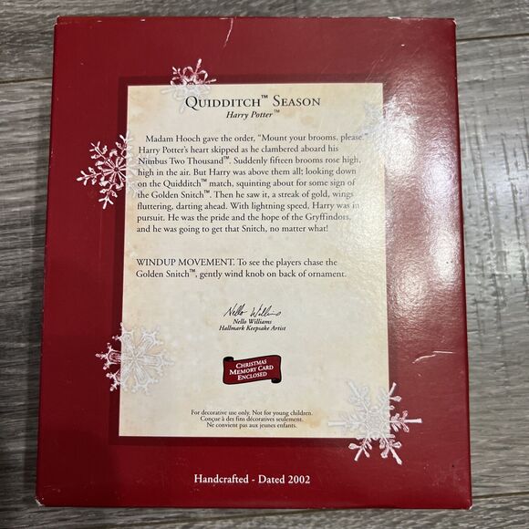 Hallmark Keepsake Ornament Quidditch Season Harry Potter Christmas 2002 Movement - Picture 2 of 13
